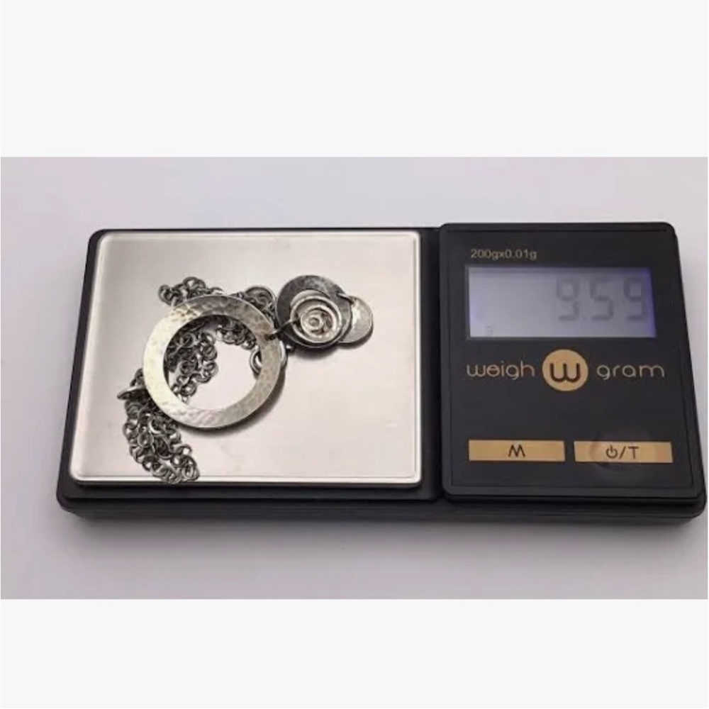 Silpada Sterling Silver Three Disk Swirl Circle Hammered Pendant Necklace 925 - Picture 11 of 12